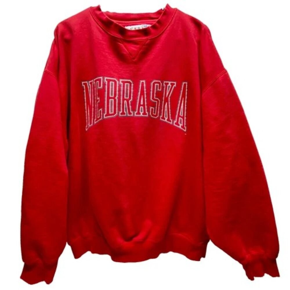 Vintage Nebraska Cornhuskers Sweatshirt Men's XXL Red 90s Gear For Sports Cotton